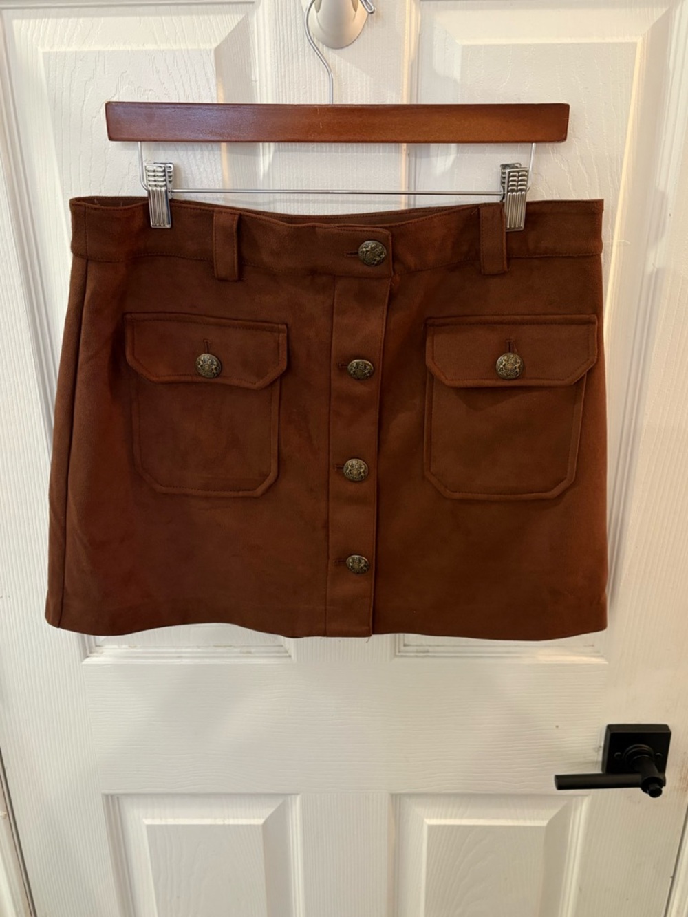 NWOT-Joie Chestnut Brown Button-Front Mini Skirt